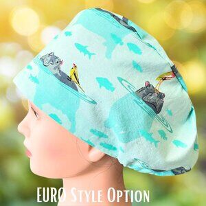 PREMIUM Hippo~ Euro Style Scrub Cap, Unisex Nurse Cap, CNA, RN, MD